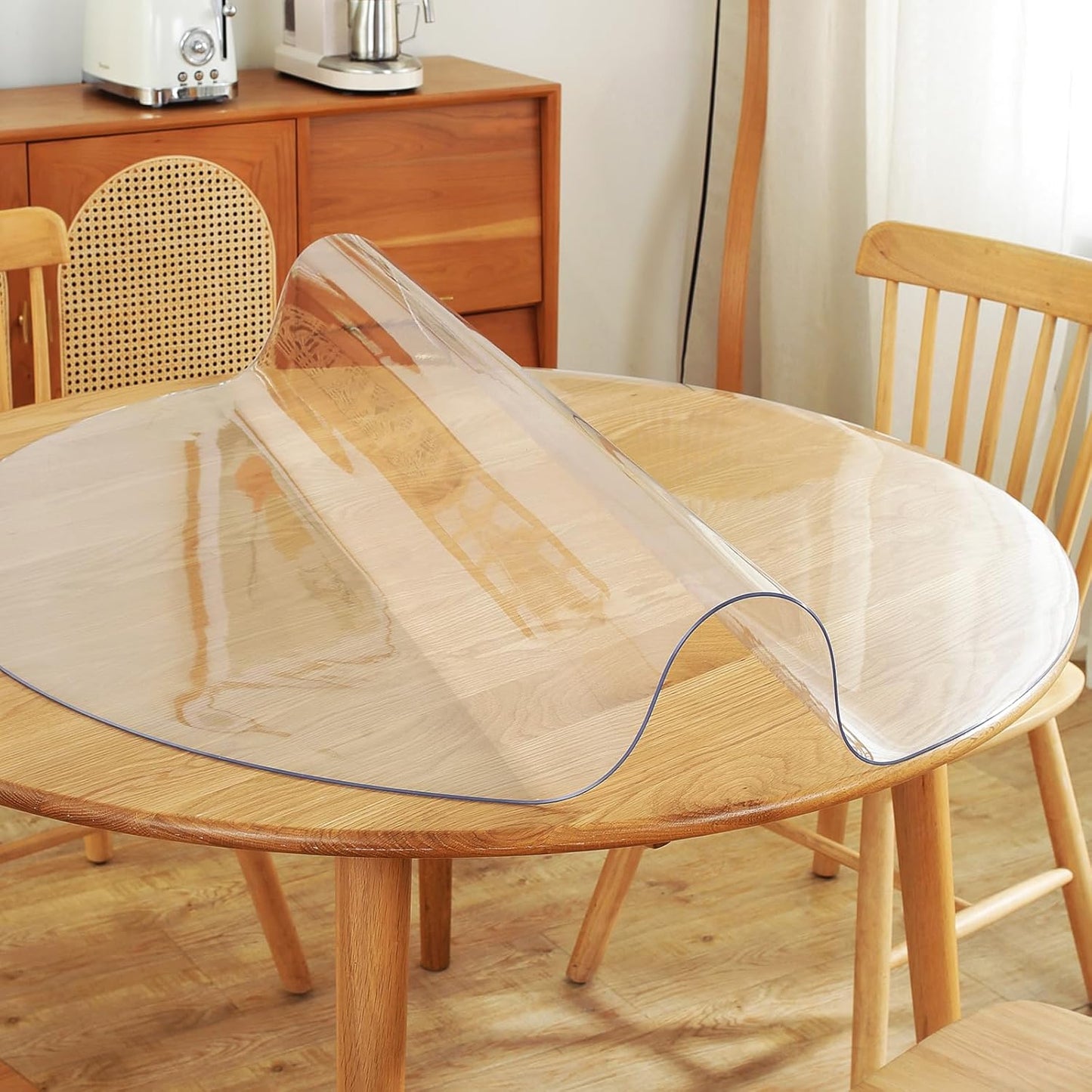 Warmstar Clear Table Protector 2mm Thick, Dia.48 Inch Round Table Cover Protector, Plastic Table Cover, Clear Desk Mat Desk Pad, Desk Protector Mat for Coffee Table, Writing Desk, Dining Room
