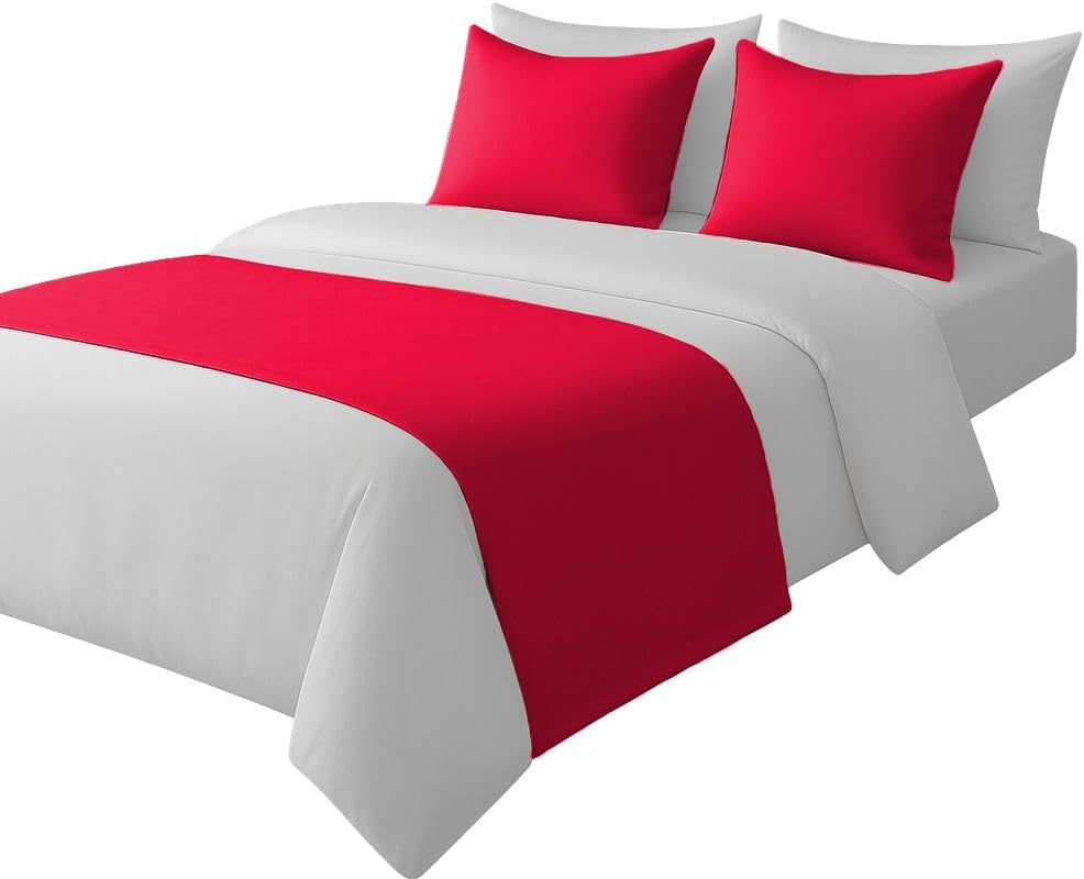 100% Egyptian Cotton Bed Runner Taupe Solid King Size (102x20) 3 Piece Decorative Bed Scarf for Bedroom Hotel Wedding Room with 2 Pillow Shame