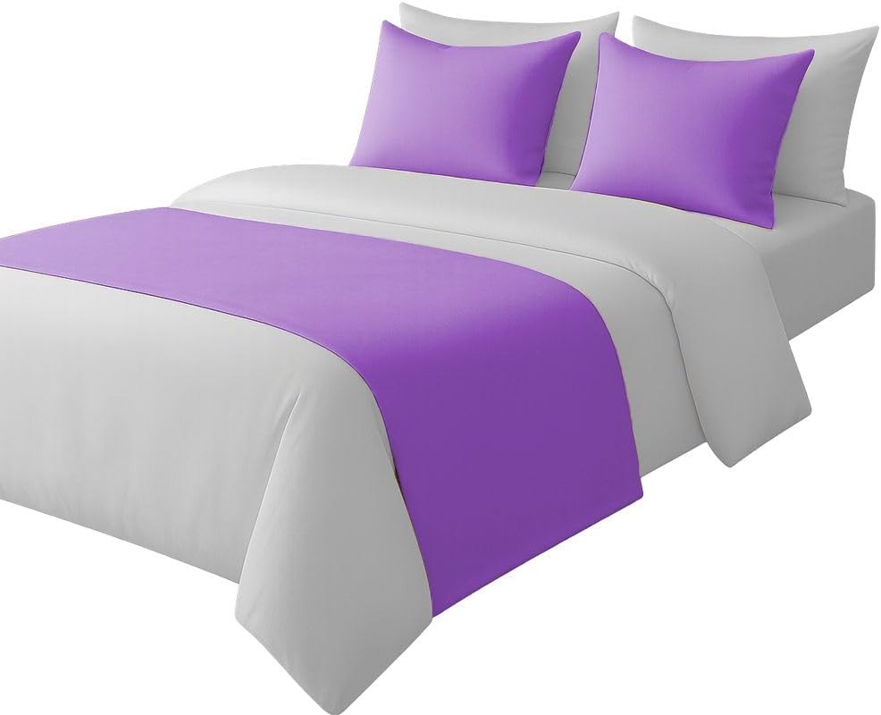 100% Egyptian Cotton Bed Runner Taupe Solid King Size (102x20) 3 Piece Decorative Bed Scarf for Bedroom Hotel Wedding Room with 2 Pillow Shame