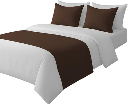 100% Egyptian Cotton Bed Runner Taupe Solid King Size (102x20) 3 Piece Decorative Bed Scarf for Bedroom Hotel Wedding Room with 2 Pillow Shame