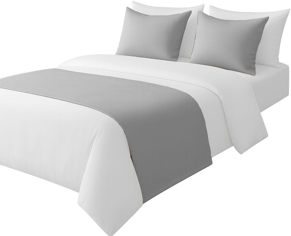 100% Egyptian Cotton Bed Runner Taupe Solid King Size (102x20) 3 Piece Decorative Bed Scarf for Bedroom Hotel Wedding Room with 2 Pillow Shame