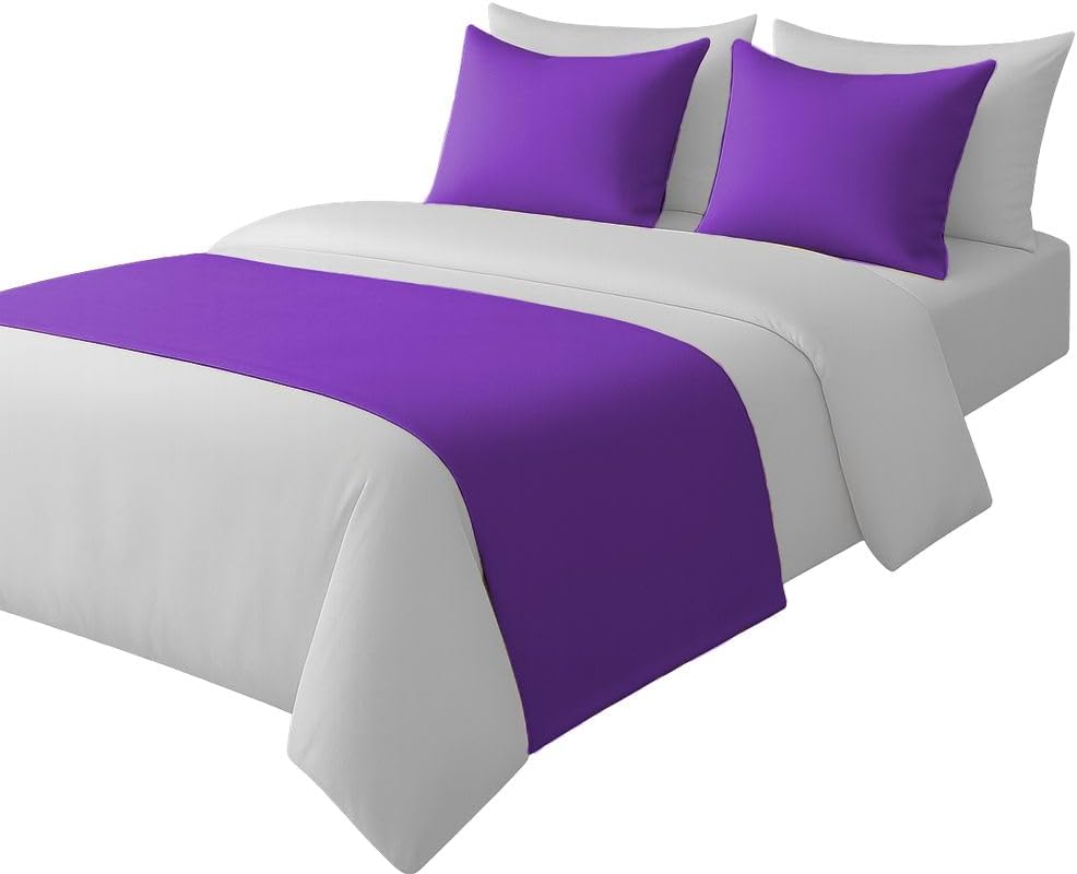 100% Egyptian Cotton Bed Runner Taupe Solid King Size (102x20) 3 Piece Decorative Bed Scarf for Bedroom Hotel Wedding Room with 2 Pillow Shame