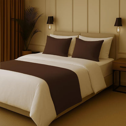 100% Egyptian Cotton Bed Runner Chocolate Solid California King Size (108x20) 1 Piece Decorative Bed Scarf for Bedroom Hotel Wedding Room
