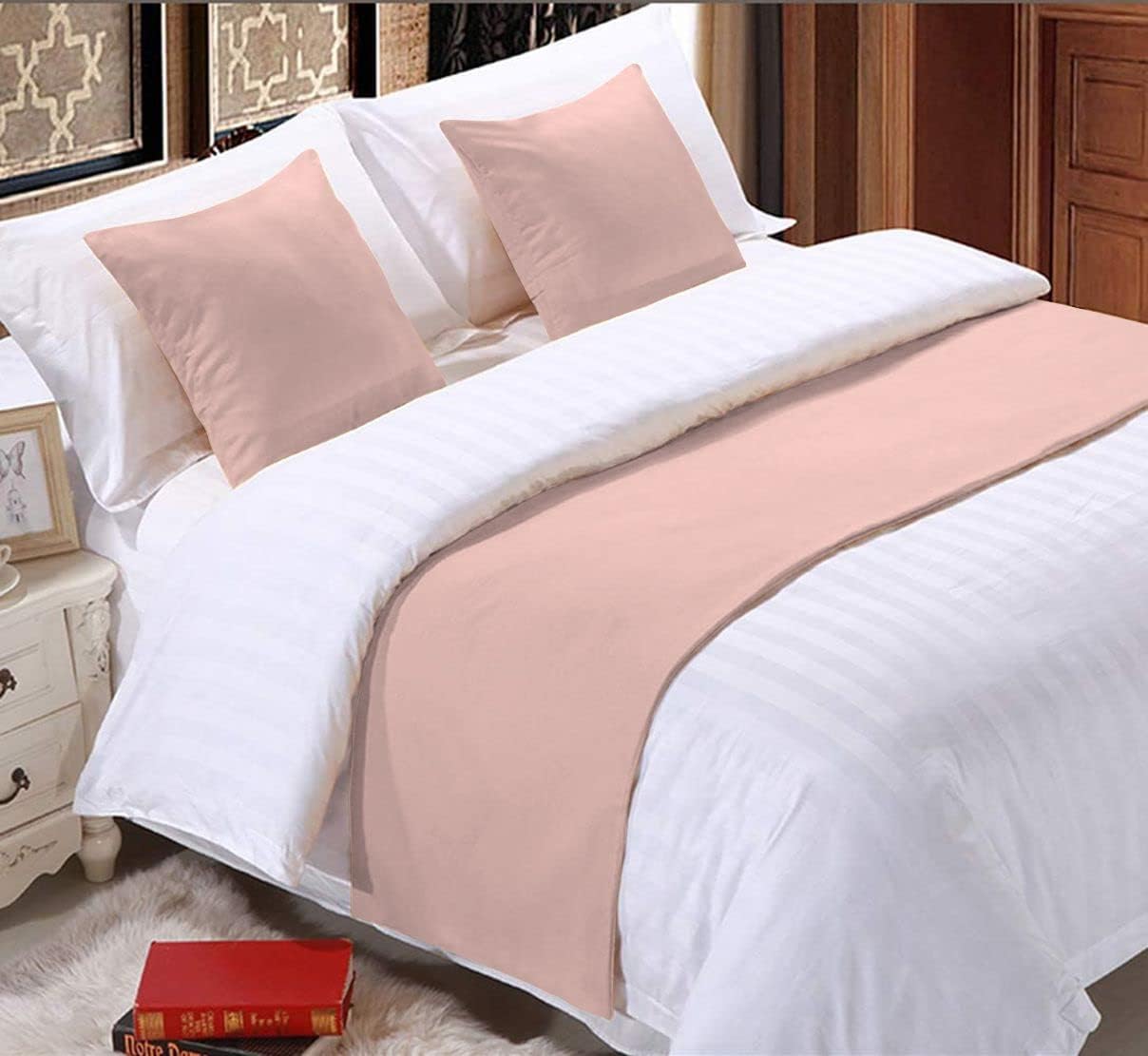 1 Piece Bed Runner Scarf Protector SDipcover Bed Decorative Scarf for Bedroom Hotel Wedding Room - 600 TC-100% Egyptian Cotton, Solid (King, Red)