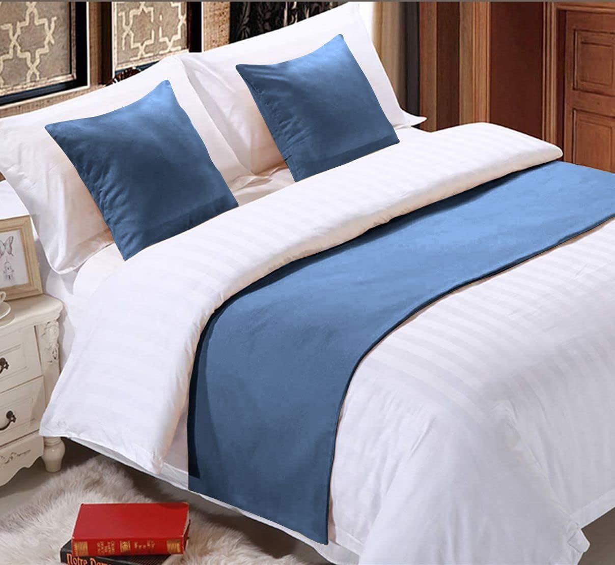 1 Piece Bed Runner Scarf Protector SDipcover Bed Decorative Scarf for Bedroom Hotel Wedding Room - 600 TC-100% Egyptian Cotton, Solid (King, Red)