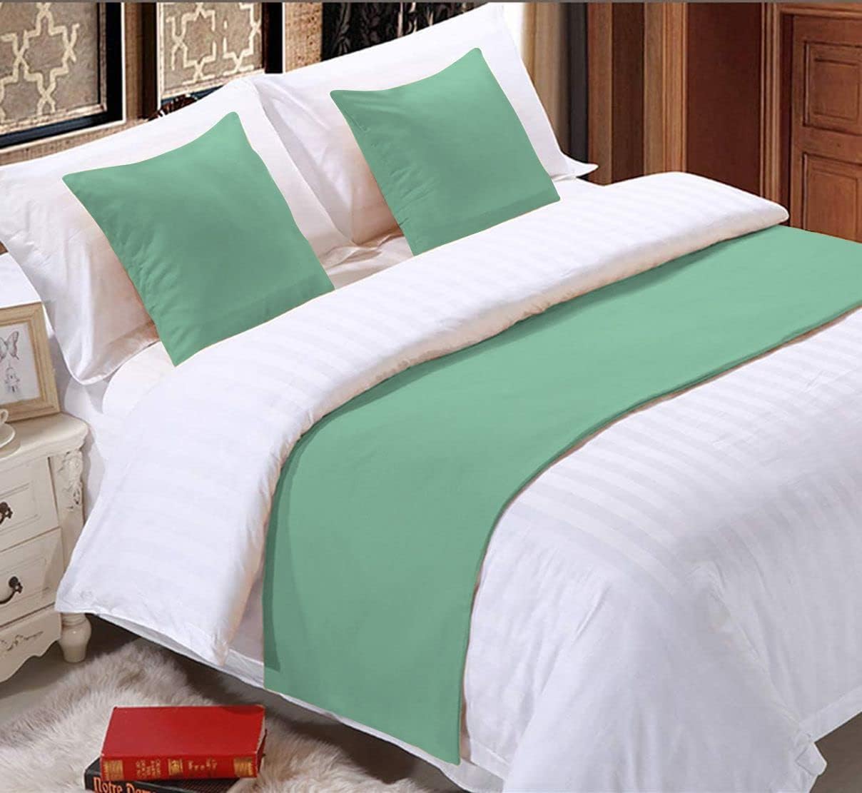 1 Piece Bed Runner Scarf Protector SDipcover Bed Decorative Scarf for Bedroom Hotel Wedding Room - 600 TC-100% Egyptian Cotton, Solid (King, Red)