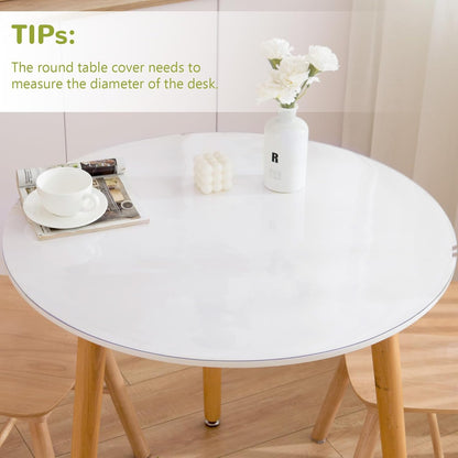 54 Inch Round Clear Table Cover Protector, Clear Round Protector for Dining Room Table, 1.5mm Thick Waterproof Round Plastic Vinyl Table Pad
