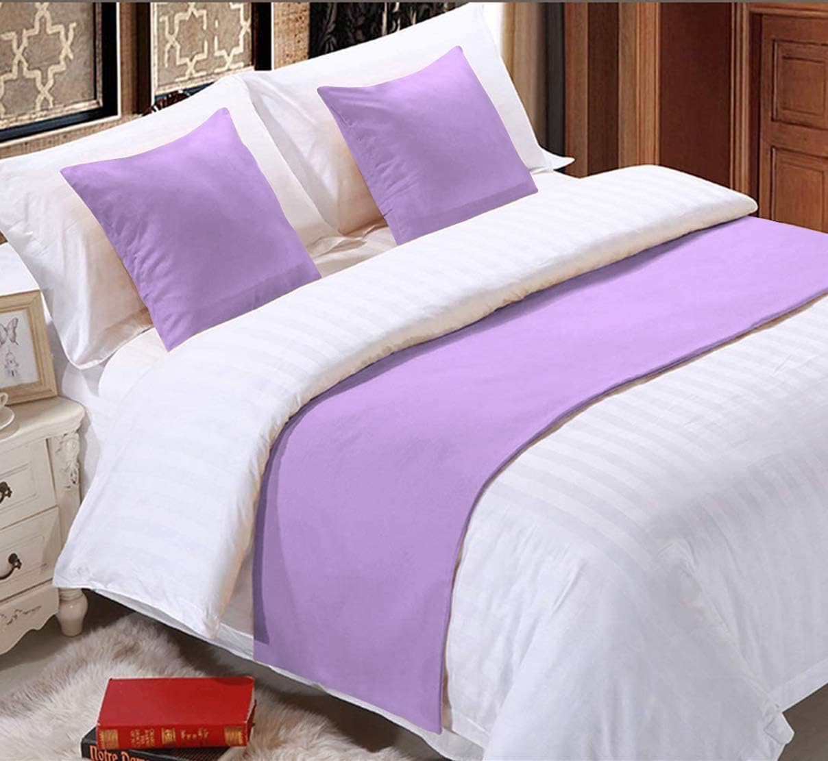 1 Piece Bed Runner Scarf Protector SDipcover Bed Decorative Scarf for Bedroom Hotel Wedding Room - 600 TC-100% Egyptian Cotton, Solid (King, Red)