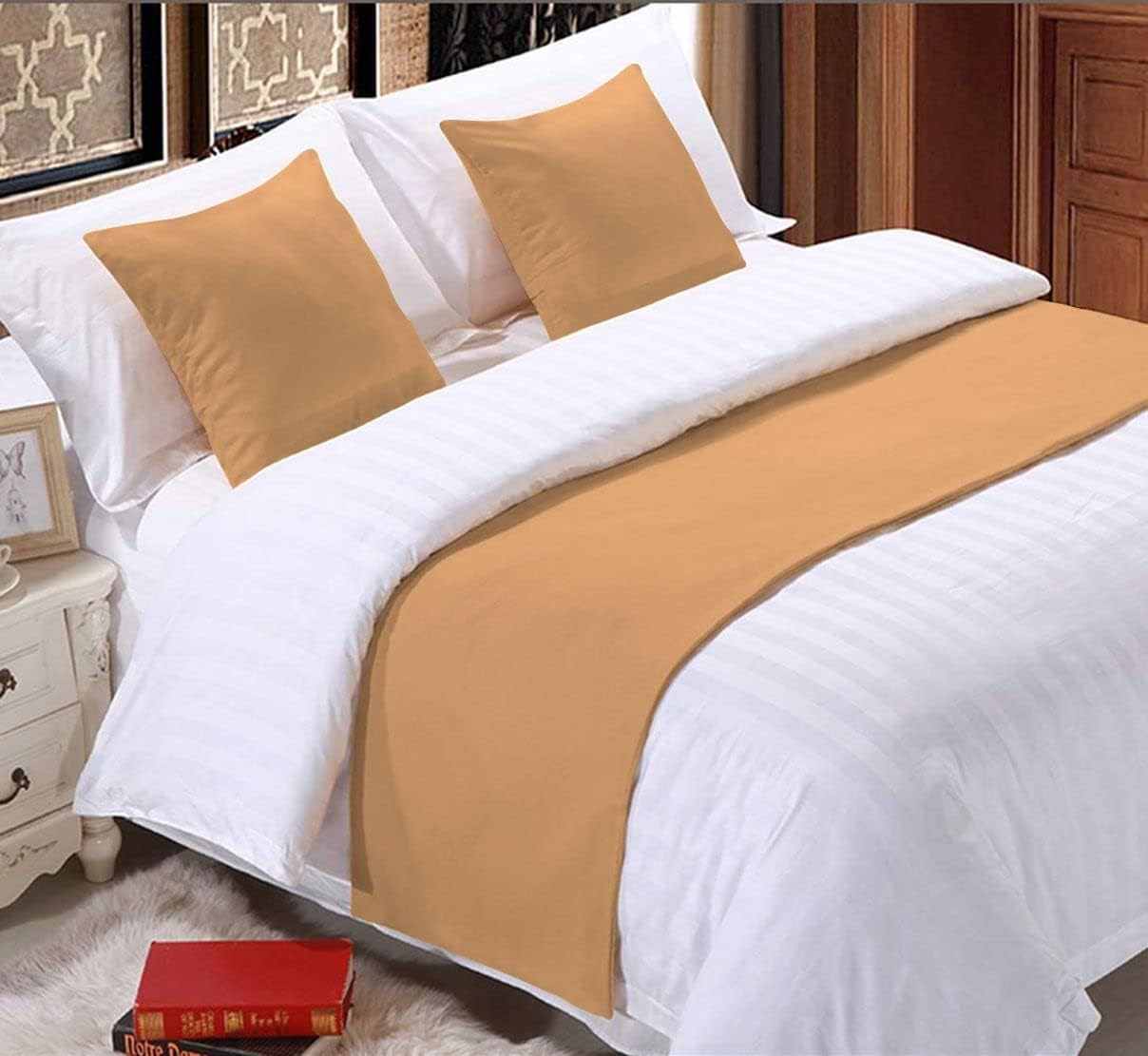 1 Piece Bed Runner Scarf Protector SDipcover Bed Decorative Scarf for Bedroom Hotel Wedding Room - 600 TC-100% Egyptian Cotton, Solid (King, Red)