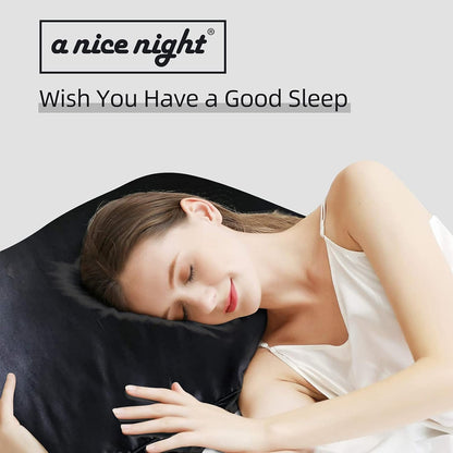 A Nice Night Satin Silky Soft Quilt Luxury Super Soft Microfiber Bedding Thin Comforter Set Full/Queen, Light Weighted (Black, Queen)