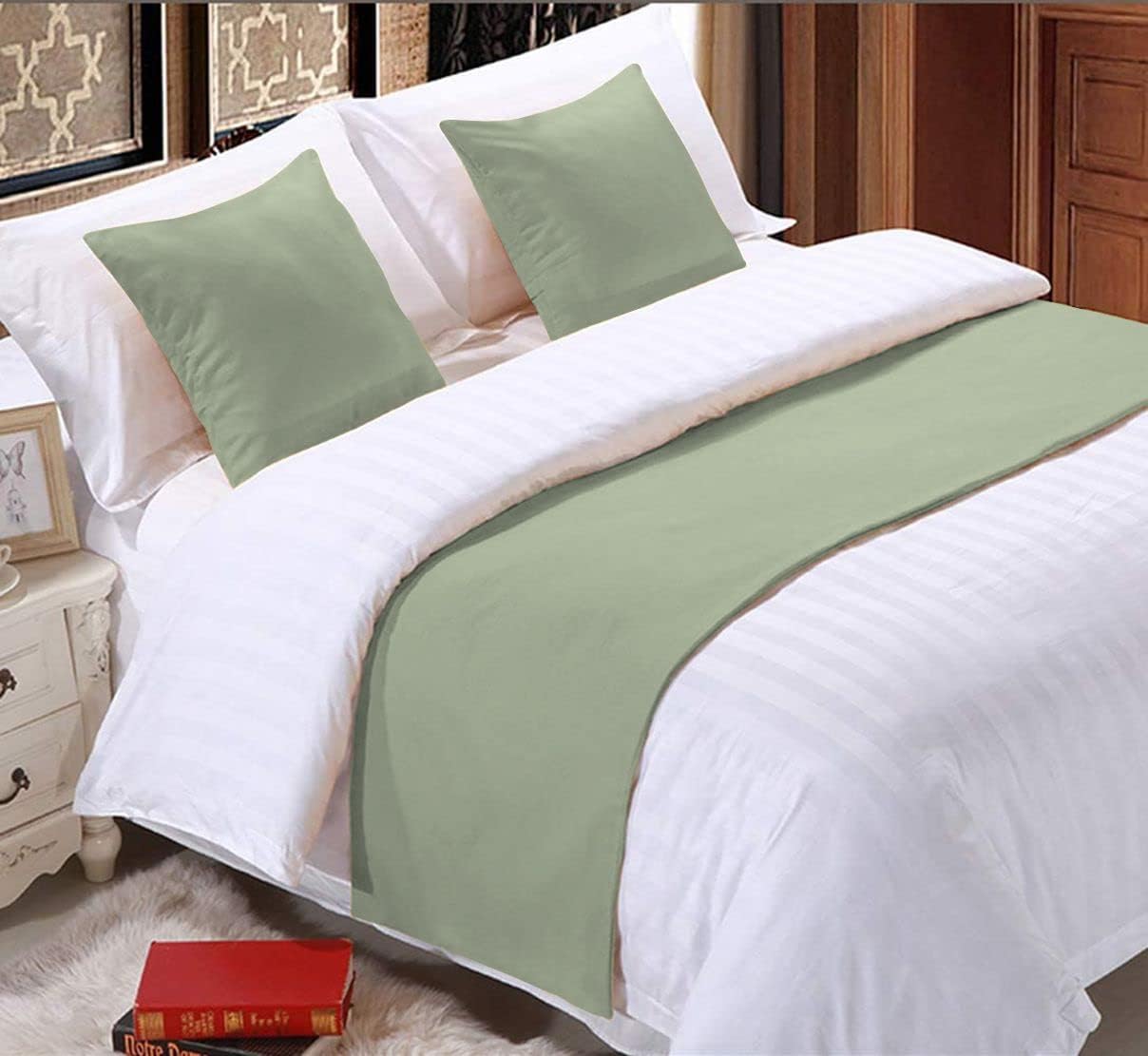 1 Piece Bed Runner Scarf Protector SDipcover Bed Decorative Scarf for Bedroom Hotel Wedding Room - 600 TC-100% Egyptian Cotton, Solid (King, Red)