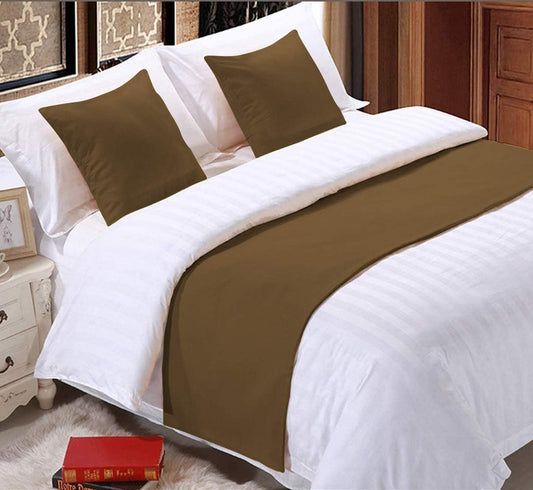 800 Thread Count Solid 1 Piece Bed Runner Scarf Protector Slipcover Bed Decorative Scarf (Queen (90 X 20), Taupe)