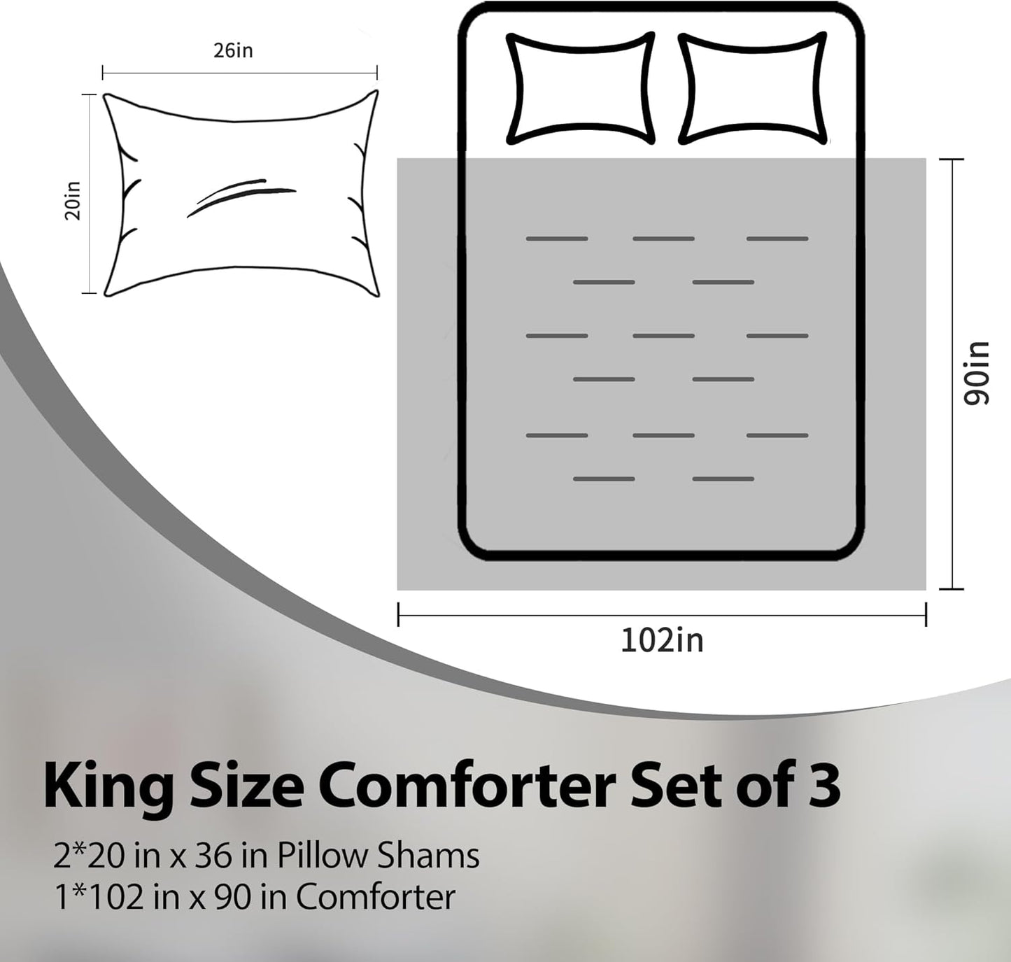 Cosmoluxe King Size Comforter Set, Satin Comforter Sets for All Season, 3 Pieces Reversible Lightweight and Breathable Bedding Sets with 1 Silky Comforter and 2 Pillow Shams (Black)