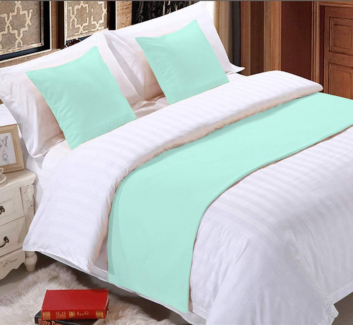 1 Piece Bed Runner Scarf Protector SDipcover Bed Decorative Scarf for Bedroom Hotel Wedding Room - 600 TC-100% Egyptian Cotton, Solid (King, Red)