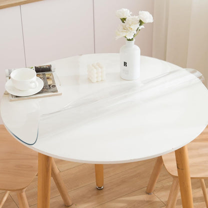 54 Inch Round Clear Table Cover Protector, Clear Round Protector for Dining Room Table, 1.5mm Thick Waterproof Round Plastic Vinyl Table Pad