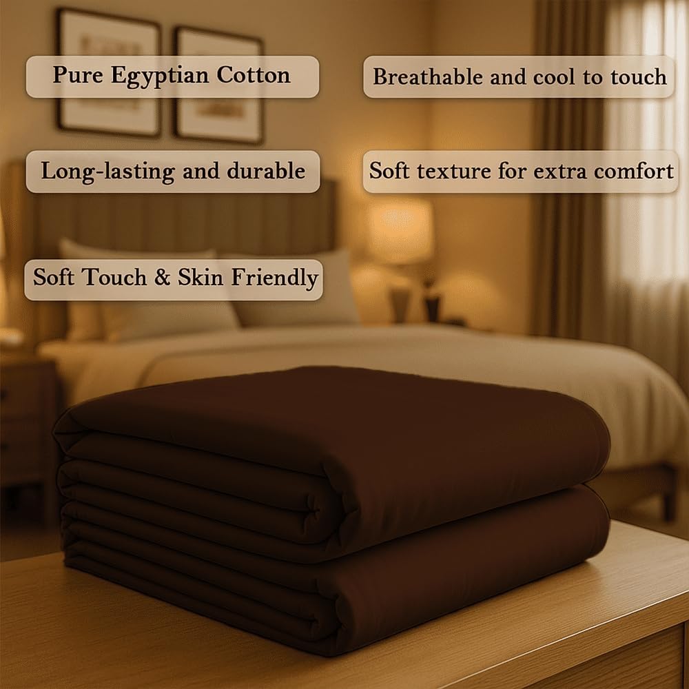 100% Egyptian Cotton Bed Runner Chocolate Solid California King Size (108x20) 1 Piece Decorative Bed Scarf for Bedroom Hotel Wedding Room