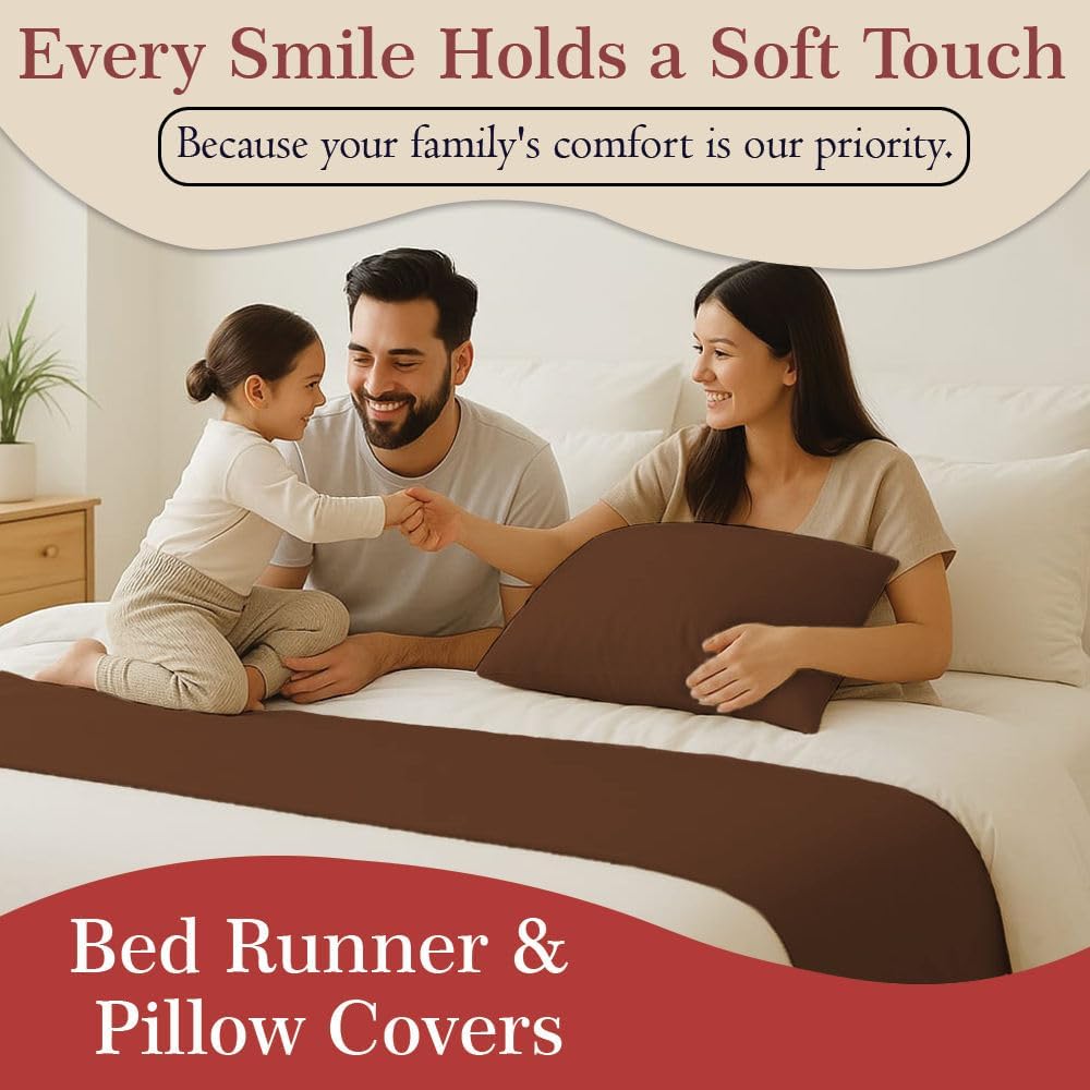 100% Egyptian Cotton Bed Runner Chocolate Solid California King Size (108x20) 1 Piece Decorative Bed Scarf for Bedroom Hotel Wedding Room