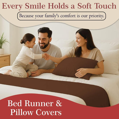 100% Egyptian Cotton Bed Runner Chocolate Solid California King Size (108x20) 1 Piece Decorative Bed Scarf for Bedroom Hotel Wedding Room