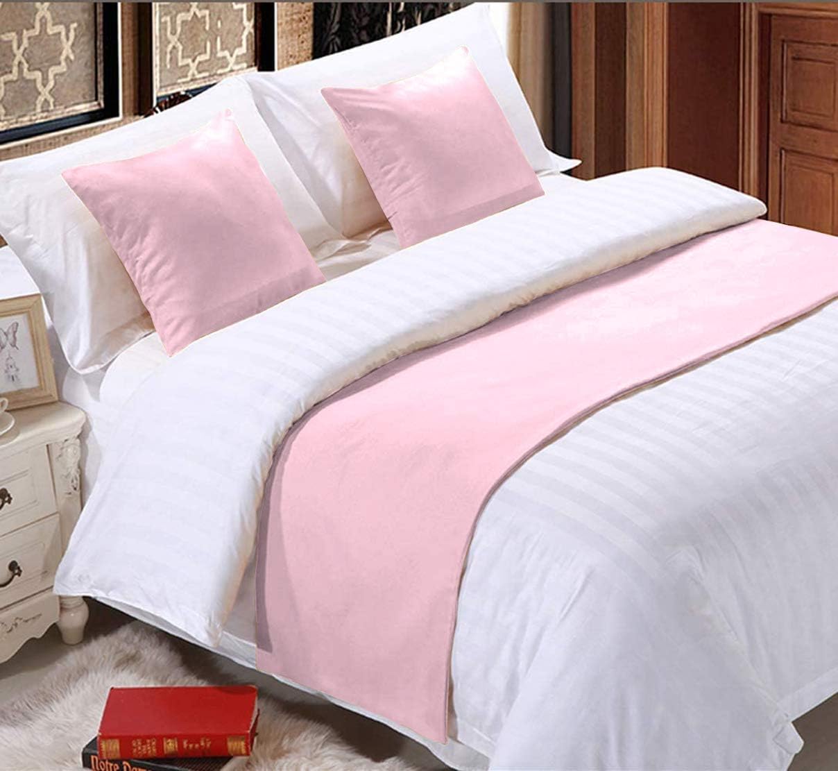 800 Thread Count Solid 1 Piece Bed Runner Scarf Protector Slipcover Bed Decorative Scarf (Queen (90 X 20), Taupe)