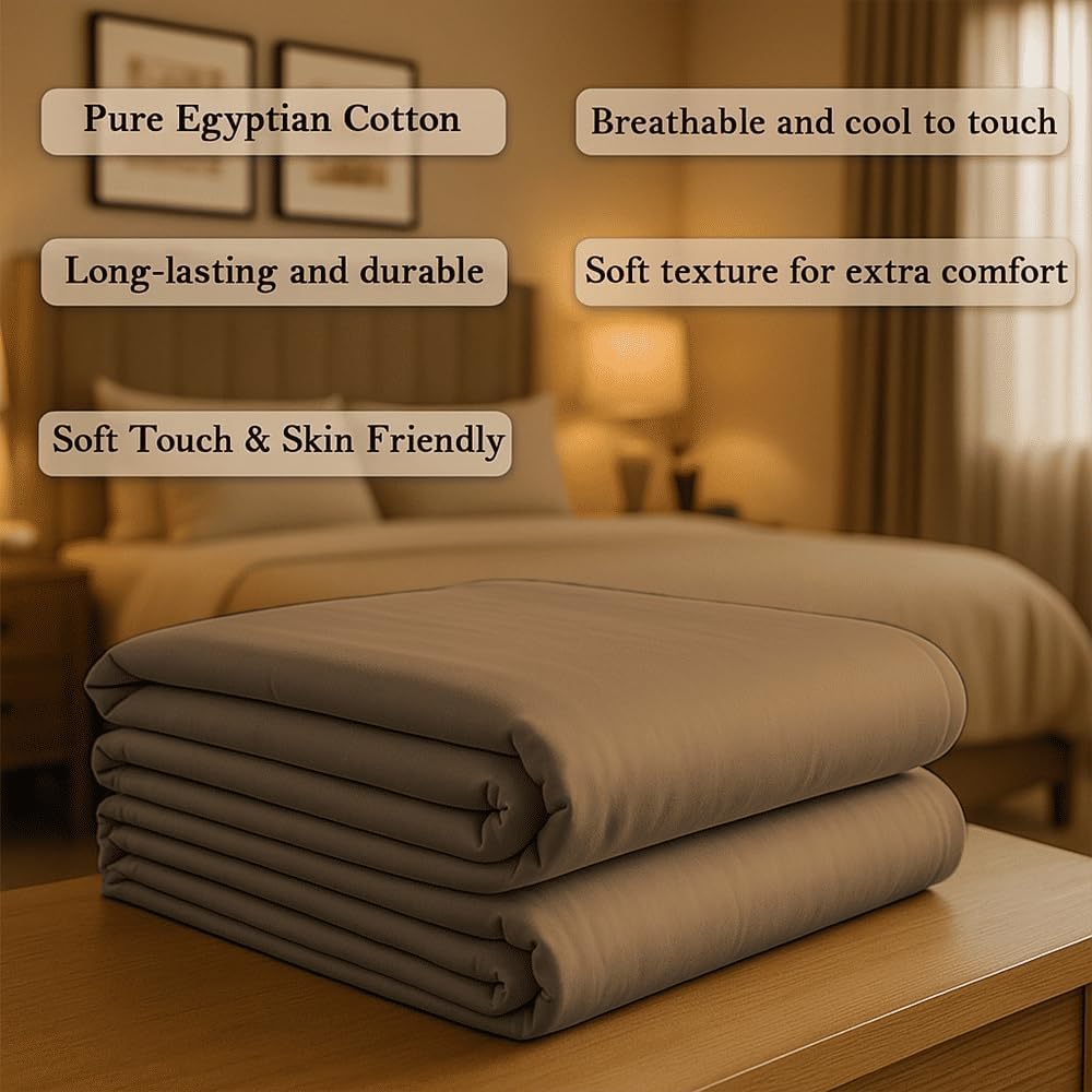 100% Egyptian Cotton Bed Runner Taupe Solid King Size (102x20) 3 Piece Decorative Bed Scarf for Bedroom Hotel Wedding Room with 2 Pillow Shame