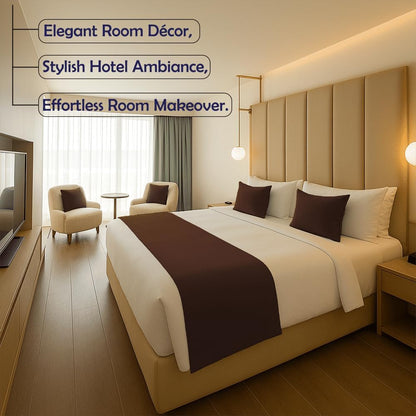 100% Egyptian Cotton Bed Runner Chocolate Solid California King Size (108x20) 1 Piece Decorative Bed Scarf for Bedroom Hotel Wedding Room