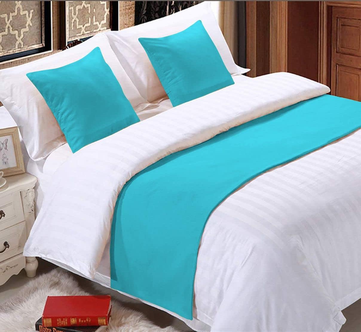 1 Piece Bed Runner Scarf Protector SDipcover Bed Decorative Scarf for Bedroom Hotel Wedding Room - 600 TC-100% Egyptian Cotton, Solid (King, Red)