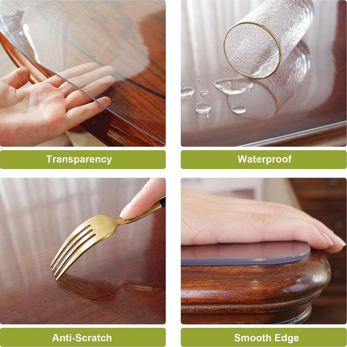 OstepDecor Round Clear Table Protector 48 Inch Thick Clear Table Cover Protector Round, Plastic Waterproof PVC Tablecloth, Vinyl Circle Table Top Protector for Dining Room, Coffee Tabletop