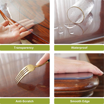OstepDecor Round Clear Table Protector 48 Inch Thick Clear Table Cover Protector Round, Plastic Waterproof PVC Tablecloth, Vinyl Circle Table Top Protector for Dining Room, Coffee Tabletop