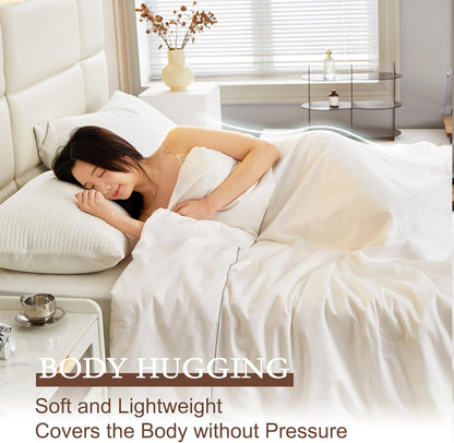 YOUR MOON Pure Mulberry Silk Comforter Queen Size for All Season,100% Natural Long Strand Silk Fill Duvet, Luxury Bedding, Noiseless Cotton Shell (White)