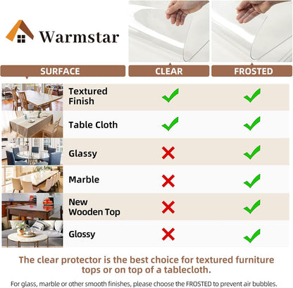 Warmstar Clear Table Protector 2mm Thick, Dia.48 Inch Round Table Cover Protector, Plastic Table Cover, Clear Desk Mat Desk Pad, Desk Protector Mat for Coffee Table, Writing Desk, Dining Room