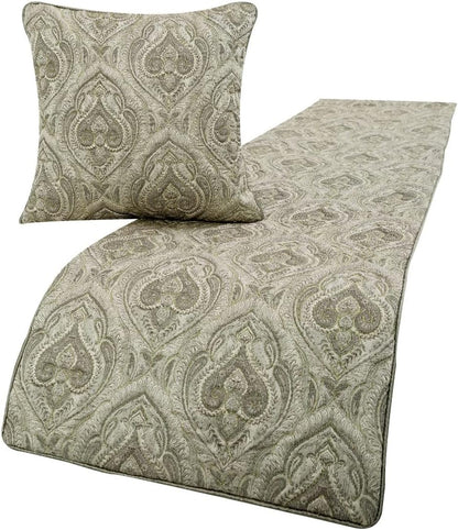 The HomeCentric King/Queen/Twin Blue Designer King 90"x18" Bed Runner with 2 Pillow Cover, Floral, Embroidered, Jute Lace & Lace Bed Scarf on Cotton Fabric - Morning Glories