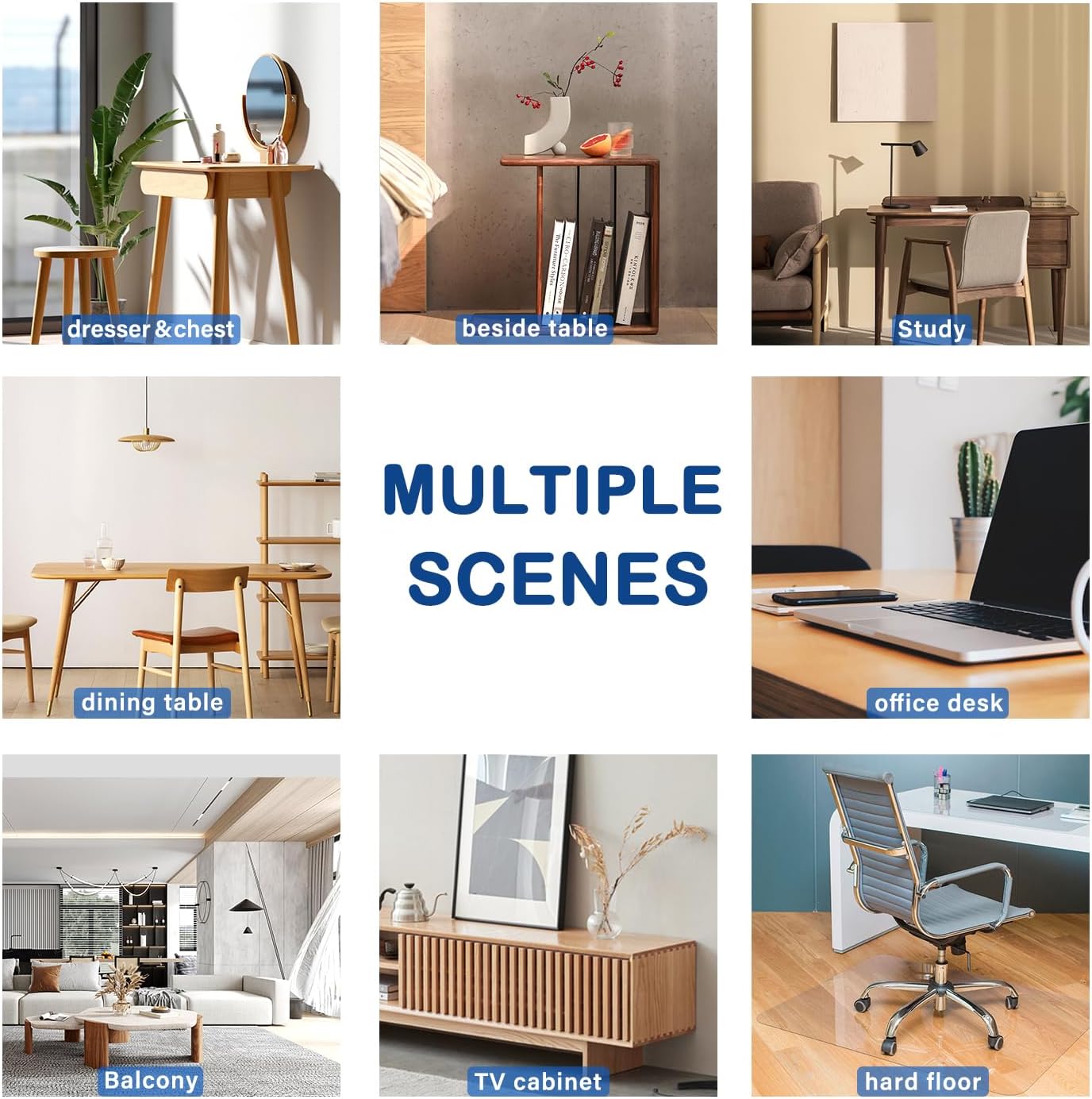 60 Inch Diameter Clear Round Plastic Table Cover Vinyl Tablecloth Clear PVC Placemats Circle Desk Pad Dining Coffee Table Wood Furniture Protector Wipeable Water Resistant Table Runner Protector