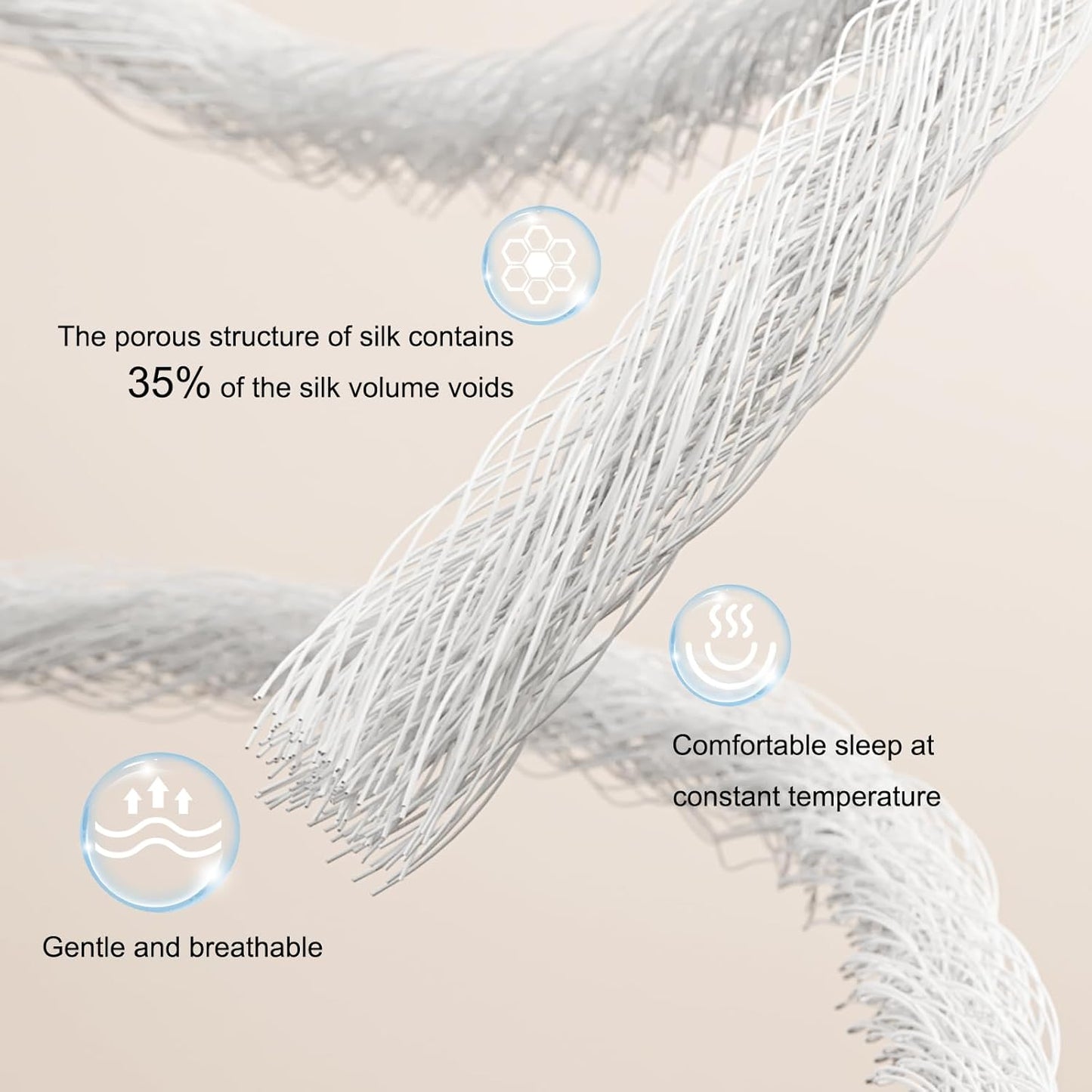 YOUR MOON Pure Mulberry Silk Comforter Queen Size for All Season,100% Natural Long Strand Silk Fill Duvet, Luxury Bedding, Noiseless Cotton Shell (White)