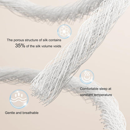 YOUR MOON Pure Mulberry Silk Comforter Queen Size for All Season,100% Natural Long Strand Silk Fill Duvet, Luxury Bedding, Noiseless Cotton Shell (White)