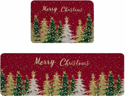 Blue Pumpkins Fall Kitchen Rugs and Mats Set, Thanksgiving Orange White Pumpkin Bathroom Rug Non Slip Floor Mat, Eucalyptus Leaves Botanical Autumn Anti-Fatigue Comfort Mat for Kitchen