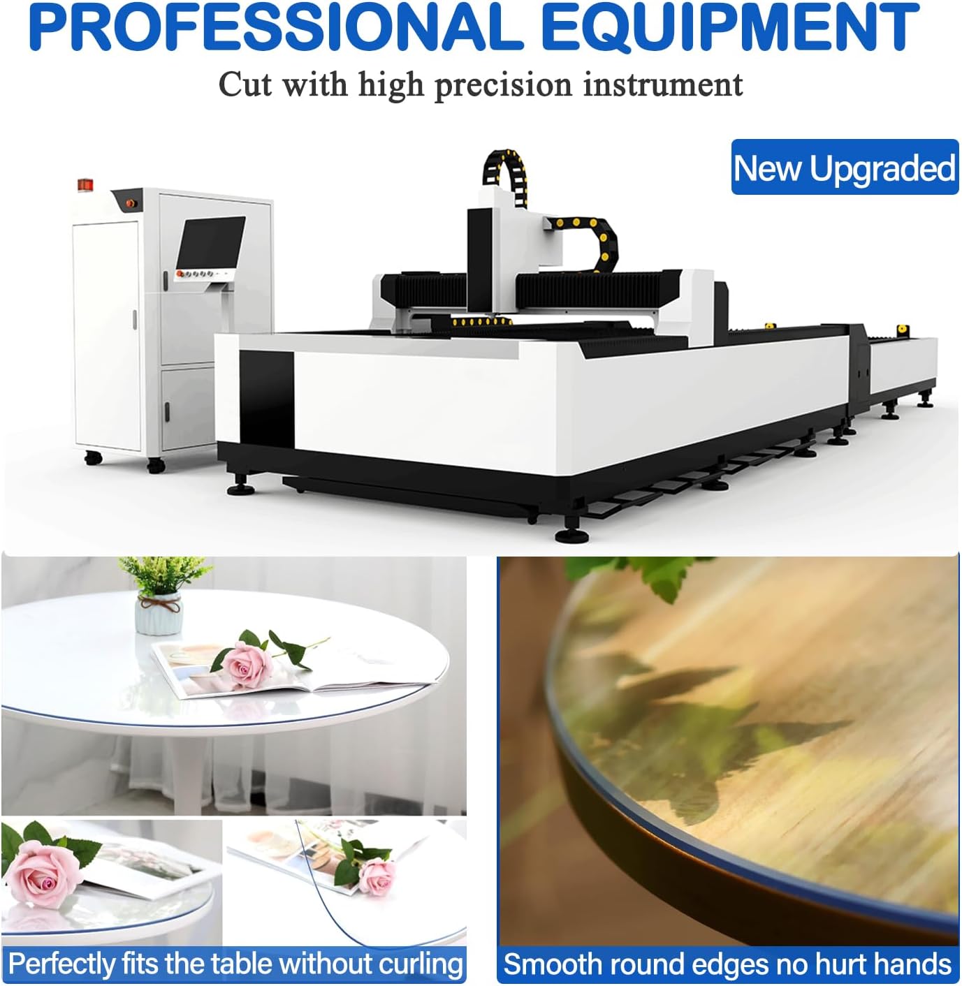 60 Inch Diameter Clear Round Plastic Table Cover Vinyl Tablecloth Clear PVC Placemats Circle Desk Pad Dining Coffee Table Wood Furniture Protector Wipeable Water Resistant Table Runner Protector