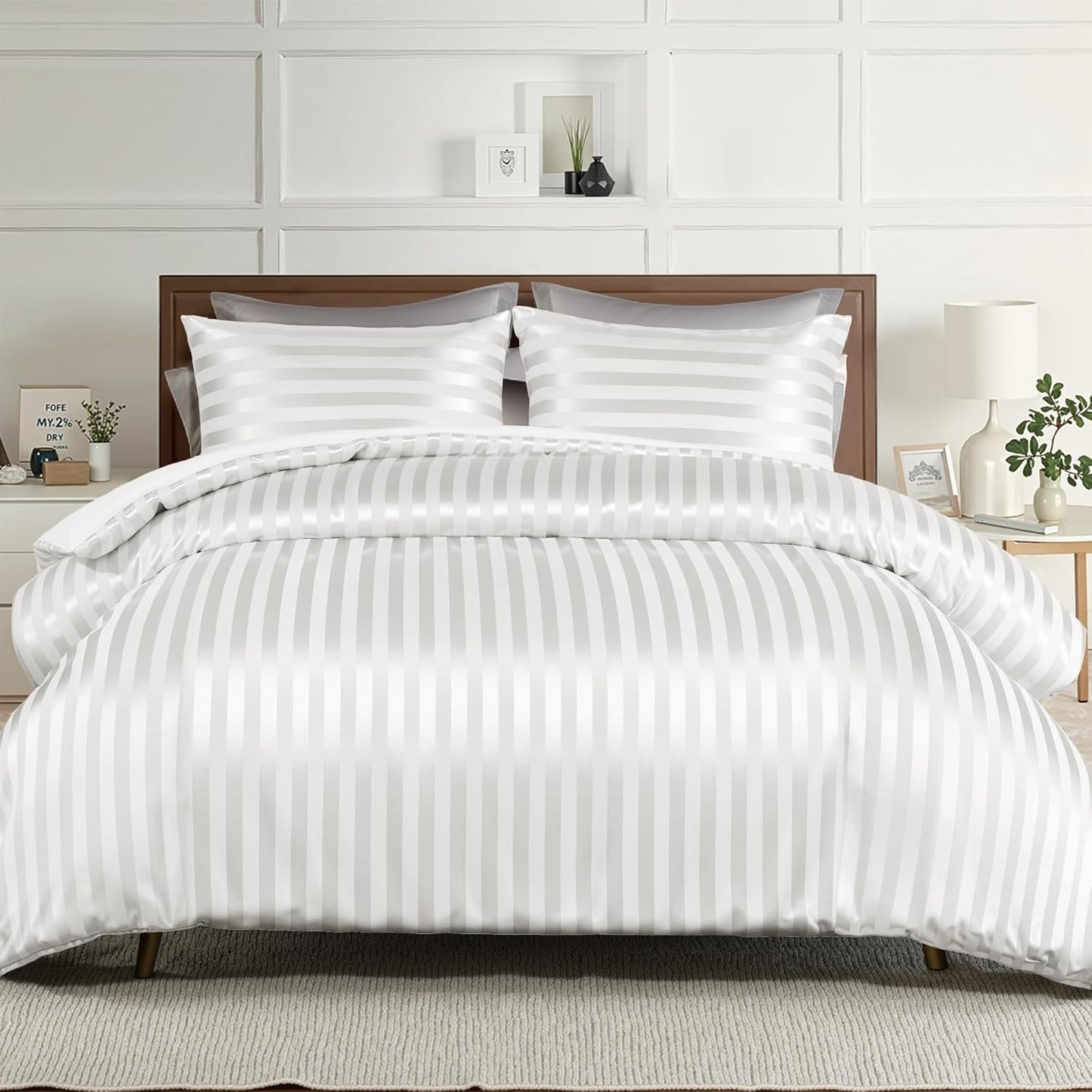 Whale Flotilla 3-Piece Reversible Silky Soft King Size Comforter Bedding Set, Luxurious Satin Comforters Oversized with 2 Satin Pillowcases, Lightweight Duvet for All Seasons, Black