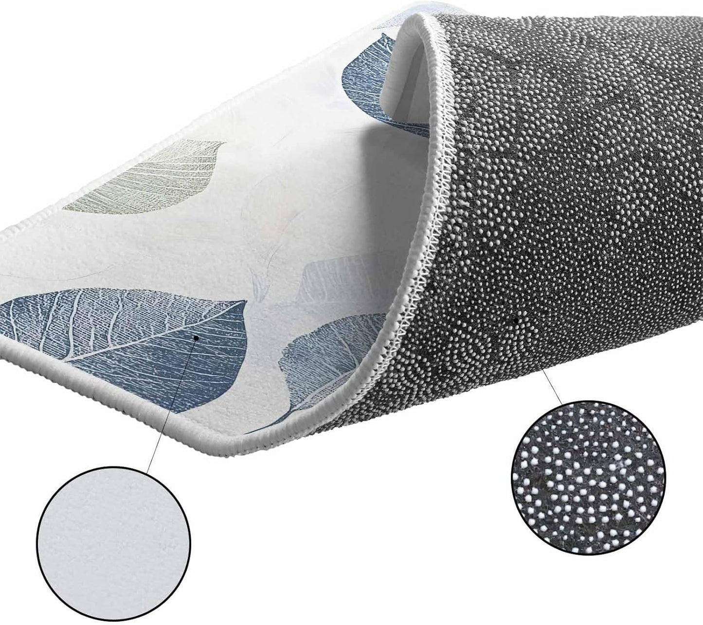 Sage Green Blue Leaves Kitchen Rugs and Mats Set of 2, Non-Slip Kitchen Sink Mat, Vintage Rustic Botanical Doormat Bathroom Rugs Runner for Bedroom/Living Room 19.7"x31.5"+19.7"x63"