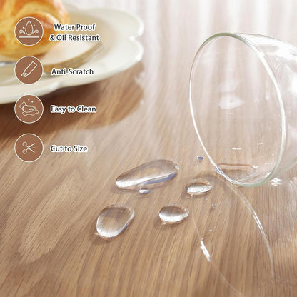 LovePads Round Clear Table Cover Protector 48 Inch, 2mm Thick Table Protector for Dining Room, Waterproof Plastic Cover PVC Vinyl Tablecloth, Circle Tabletop Protective Pad for Furnture Surface