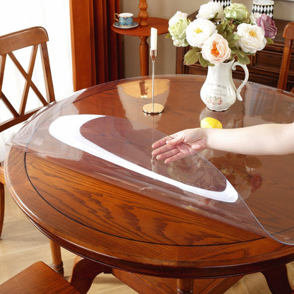 OstepDecor Round Clear Table Protector 48 Inch Thick Clear Table Cover Protector Round, Plastic Waterproof PVC Tablecloth, Vinyl Circle Table Top Protector for Dining Room, Coffee Tabletop