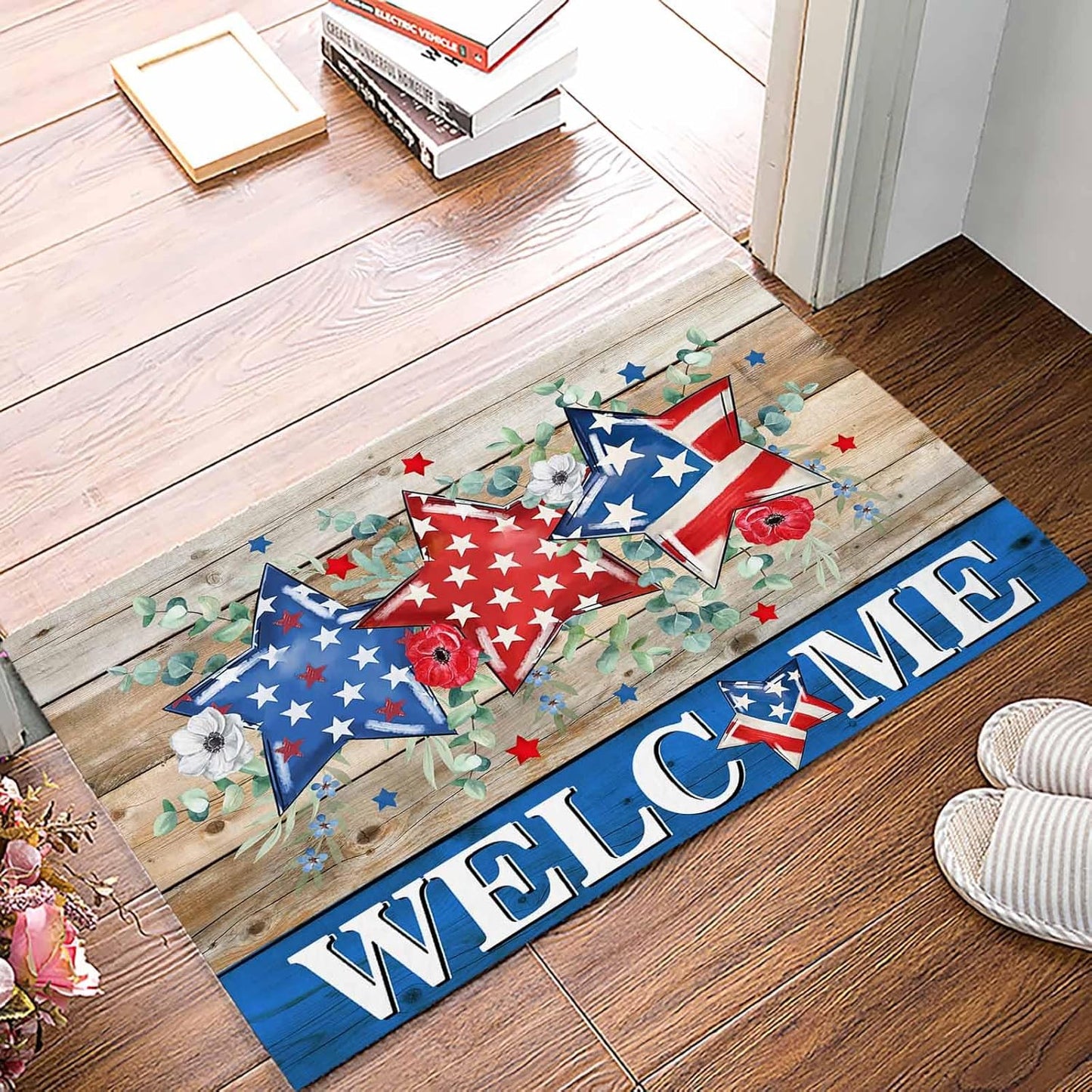 Spring Summer Kitchen Rugs and Mats Set of 2 Green Eucalyptus Leaves Kitchen Sink Mat Watercolor Ferns Plants Non-Slip Area Runner Rug,Washable Floor Mat for Home Dining Room Office 16"x24"+16"x47"