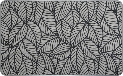 EVIDECO French Home Goods Set of 2 Jungle Printed Kitchen Mats - Gray Leaves Design - Stylish & Durable - Ideal for Homeowners & Renters - Non Slip & Comfort Floor Mat