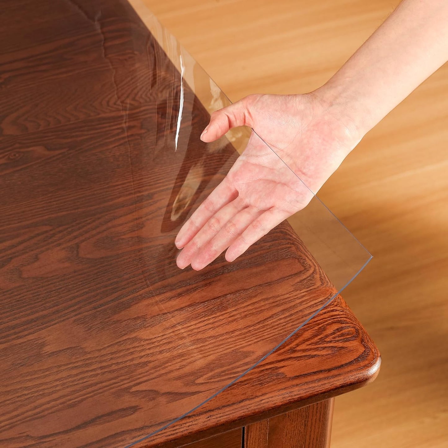 ETECHMART Clear Round Table Cover Protector 48'', 2.0mm Thick Vinyl Waterproof Transparent Table Protector, Non-Slip Heat Resistant Clear Plastic Table Cover Protector for Coffee Table Hard Floor