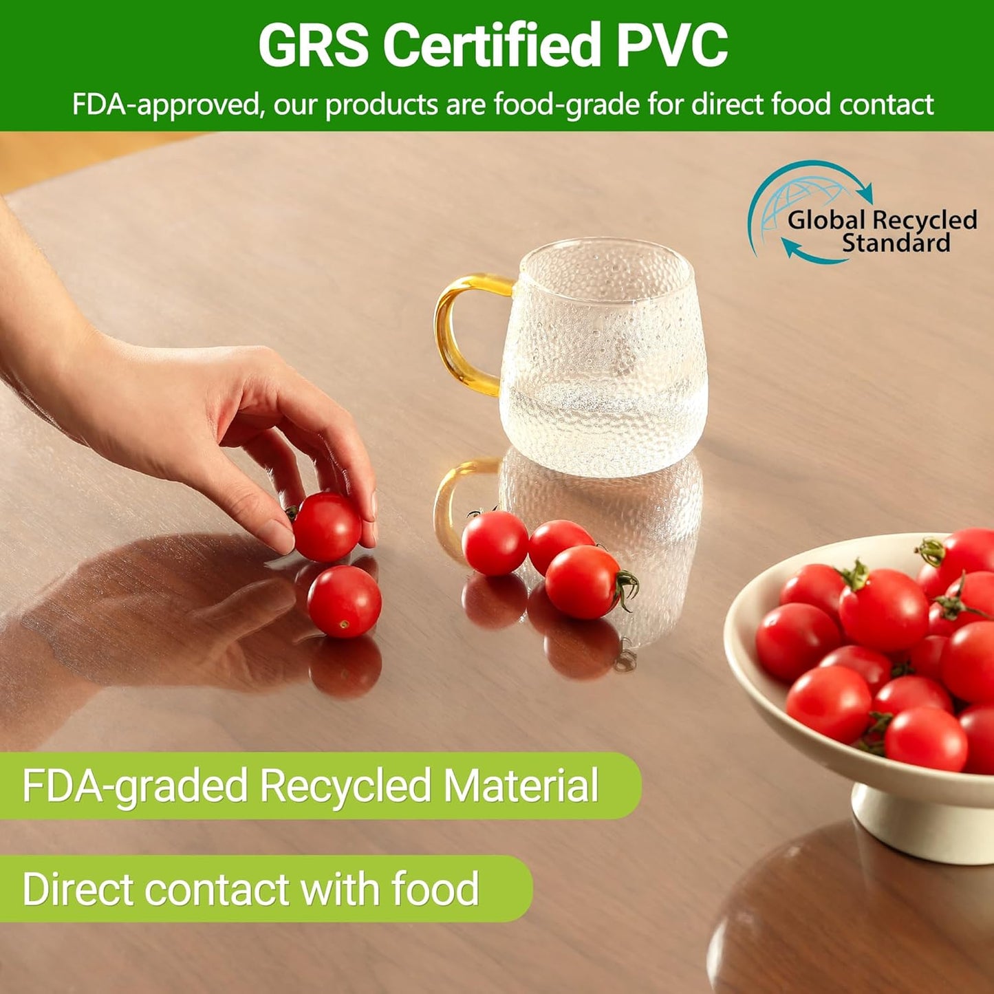 ETECHMART Clear Round Table Cover Protector 48'', 2.0mm Thick Vinyl Waterproof Transparent Table Protector, Non-Slip Heat Resistant Clear Plastic Table Cover Protector for Coffee Table Hard Floor