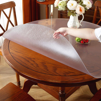 OstepDecor Round Clear Table Protector 48 Inch Thick Clear Table Cover Protector Round, Plastic Waterproof PVC Tablecloth, Vinyl Circle Table Top Protector for Dining Room, Coffee Tabletop