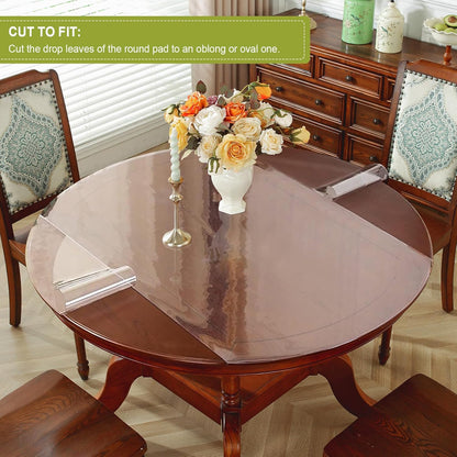 OstepDecor Round Clear Table Protector 48 Inch Thick Clear Table Cover Protector Round, Plastic Waterproof PVC Tablecloth, Vinyl Circle Table Top Protector for Dining Room, Coffee Tabletop
