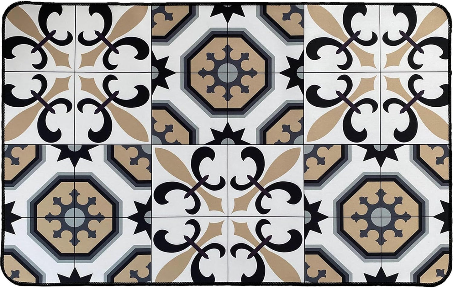 EVIDECO French Home Goods Set of 2 Jungle Printed Kitchen Mats - Gray Leaves Design - Stylish & Durable - Ideal for Homeowners & Renters - Non Slip & Comfort Floor Mat