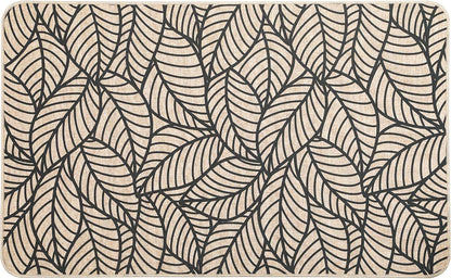 EVIDECO French Home Goods Set of 2 Jungle Printed Kitchen Mats - Gray Leaves Design - Stylish & Durable - Ideal for Homeowners & Renters - Non Slip & Comfort Floor Mat