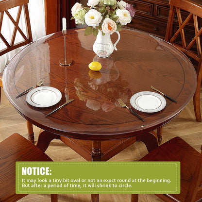 OstepDecor Round Clear Table Protector 48 Inch Thick Clear Table Cover Protector Round, Plastic Waterproof PVC Tablecloth, Vinyl Circle Table Top Protector for Dining Room, Coffee Tabletop