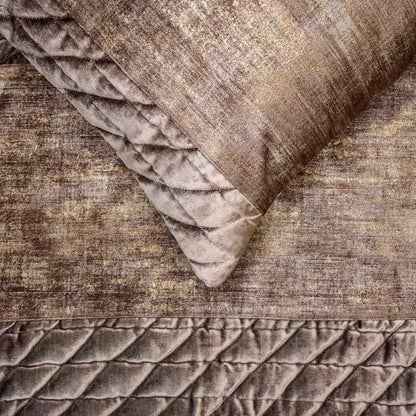 The HomeCentric King/Queen/Twin Brown Decorative Bed Runner King 90"x18" Bed Runner with One Pillow Cover, Quilted, Patchwork, Foil Bed Scarf on Velvet Fabric - Bourbon Bliss